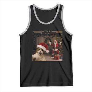 Funny Cat With Santa Selfie Christmas Tank Top TS14 Black Athletic Heather Print Your Wear