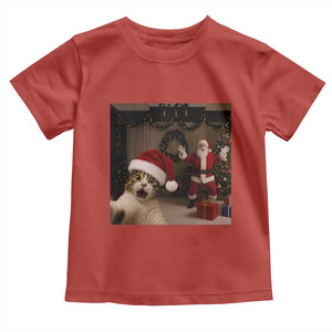 Funny Cat With Santa Selfie Christmas Toddler T Shirt TS14 Red Print Your Wear