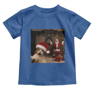 Funny Cat With Santa Selfie Christmas Toddler T Shirt TS14 Royal Blue Print Your Wear