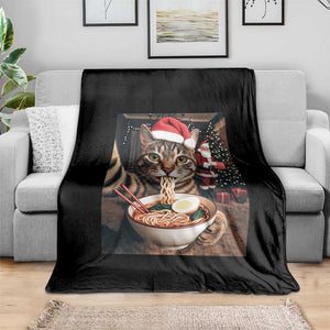 Funny Cat Ramen Selfie With Santa Christmas Throw Blanket TS14 Print Your Wear