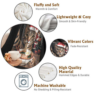 Funny Cat Ramen Selfie With Santa Christmas Throw Blanket TS14 Print Your Wear