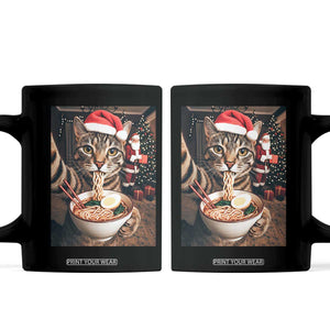 Funny Cat Ramen Selfie With Santa Christmas Coffee Mug TS14 Black Print Your Wear