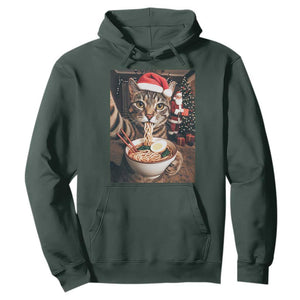 Funny Cat Ramen Selfie With Santa Christmas Hoodie TS14 Dark Forest Green Print Your Wear