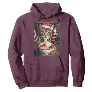 Funny Cat Ramen Selfie With Santa Christmas Hoodie TS14 Maroon Print Your Wear