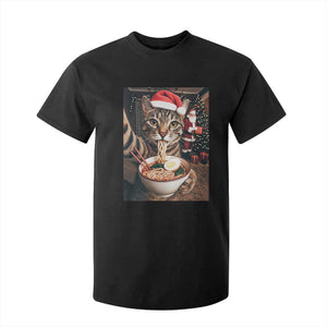 Funny Cat Ramen Selfie With Santa Christmas T Shirt For Kid TS14 Black Print Your Wear