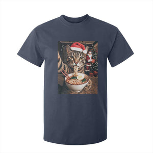 Funny Cat Ramen Selfie With Santa Christmas T Shirt For Kid TS14 Navy Print Your Wear