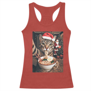Funny Cat Ramen Selfie With Santa Christmas Racerback Tank Top TS14 Red Print Your Wear