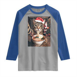 Funny Cat Ramen Selfie With Santa Christmas Raglan Shirt TS14 Sport Gray Royal Print Your Wear