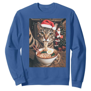 Funny Cat Ramen Selfie With Santa Christmas Sweatshirt TS14 Royal Blue Print Your Wear