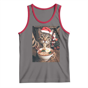 Funny Cat Ramen Selfie With Santa Christmas Tank Top TS14 Deep Heather Red Print Your Wear