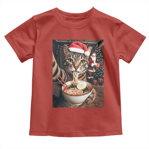 Funny Cat Ramen Selfie With Santa Christmas Toddler T Shirt TS14 Red Print Your Wear