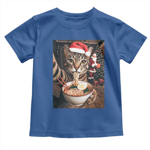 Funny Cat Ramen Selfie With Santa Christmas Toddler T Shirt TS14 Royal Blue Print Your Wear