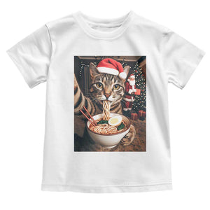 Funny Cat Ramen Selfie With Santa Christmas Toddler T Shirt TS14 White Print Your Wear