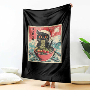 Cat Ramen Christmas Throw Blanket Japanese Kawaii Retro Cats Manga TS14 Print Your Wear