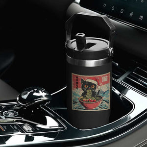Cat Ramen Christmas Flip Straw Tumbler Japanese Kawaii Retro Cats Manga TS14 Print Your Wear
