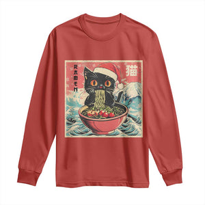 Cat Ramen Christmas Long Sleeve Shirt Japanese Kawaii Retro Cats Manga TS14 Red Print Your Wear