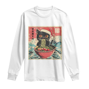 Cat Ramen Christmas Long Sleeve Shirt Japanese Kawaii Retro Cats Manga TS14 White Print Your Wear