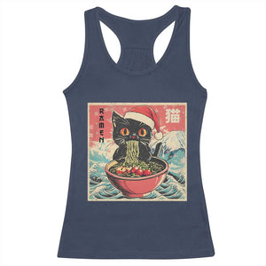 Cat Ramen Christmas Racerback Tank Top Japanese Kawaii Retro Cats Manga TS14 Navy Print Your Wear