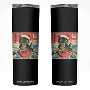 Cat Ramen Christmas Skinny Tumbler Japanese Kawaii Retro Cats Manga TS14 Black Print Your Wear