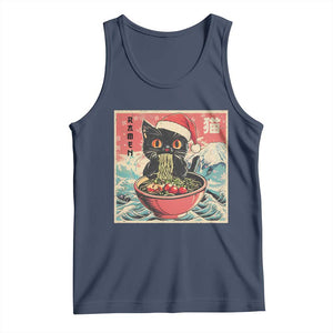 Cat Ramen Christmas Tank Top Japanese Kawaii Retro Cats Manga TS14 Navy Print Your Wear