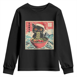 Cat Ramen Christmas Youth Sweatshirt Japanese Kawaii Retro Cats Manga TS14 Black Print Your Wear