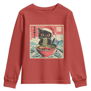 Cat Ramen Christmas Youth Sweatshirt Japanese Kawaii Retro Cats Manga TS14 Red Print Your Wear