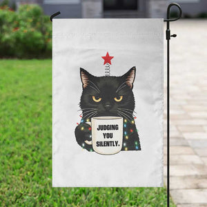 Funny Black Cat Christmas Garden Flag Judging You Silently TS14 Print Your Wear