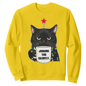 Funny Black Cat Christmas Sweatshirt Judging You Silently TS14 Daisy Print Your Wear