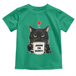 Funny Black Cat Christmas Toddler T Shirt Judging You Silently TS14 Irish Green Print Your Wear