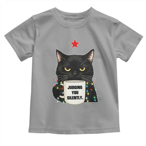 Funny Black Cat Christmas Toddler T Shirt Judging You Silently TS14 Sport Gray Print Your Wear