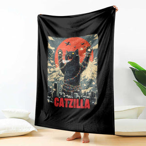 Catzilla Christmas Throw Blanket Japanese Cat Lover Kitty TS14 Print Your Wear