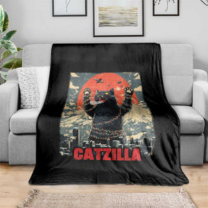 Catzilla Christmas Throw Blanket Japanese Cat Lover Kitty TS14 Print Your Wear