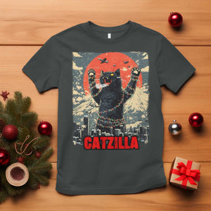 Catzilla Christmas T Shirt Japanese Cat Lover Kitty TS14 Dark Heather Print Your Wear