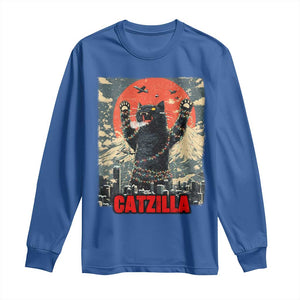 Catzilla Christmas Long Sleeve Shirt Japanese Cat Lover Kitty TS14 Royal Blue Print Your Wear