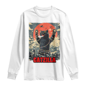 Catzilla Christmas Long Sleeve Shirt Japanese Cat Lover Kitty TS14 White Print Your Wear