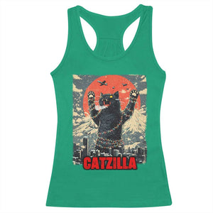 Catzilla Christmas Racerback Tank Top Japanese Cat Lover Kitty TS14 Irish Green Print Your Wear
