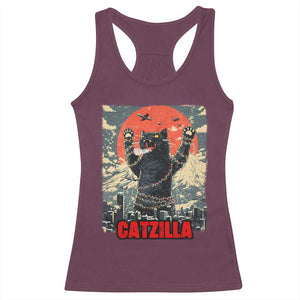 Catzilla Christmas Racerback Tank Top Japanese Cat Lover Kitty TS14 Maroon Print Your Wear