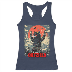Catzilla Christmas Racerback Tank Top Japanese Cat Lover Kitty TS14 Navy Print Your Wear