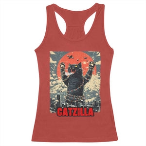Catzilla Christmas Racerback Tank Top Japanese Cat Lover Kitty TS14 Red Print Your Wear