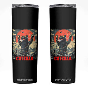 Catzilla Christmas Skinny Tumbler Japanese Cat Lover Kitty TS14 Black Print Your Wear