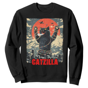 Catzilla Christmas Sweatshirt Japanese Cat Lover Kitty TS14 Black Print Your Wear