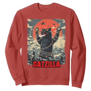 Catzilla Christmas Sweatshirt Japanese Cat Lover Kitty TS14 Red Print Your Wear