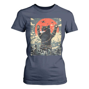 Japanese Cat Christmas T Shirt For Women Funny Kitten Kitty Cat Lover TS14 Navy Print Your Wear