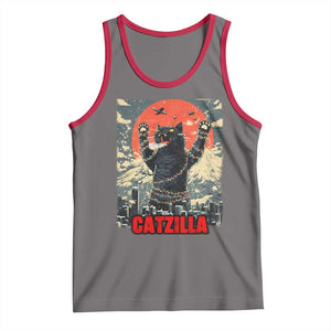 Catzilla Christmas Tank Top Japanese Cat Lover Kitty TS14 Deep Heather Red Print Your Wear