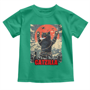 Catzilla Christmas Toddler T Shirt Japanese Cat Lover Kitty TS14 Irish Green Print Your Wear