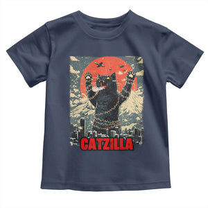 Catzilla Christmas Toddler T Shirt Japanese Cat Lover Kitty TS14 Navy Print Your Wear