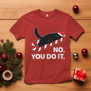 Funny Lazy Cat Christmas T Shirt No You Do It TS14 Red Print Your Wear