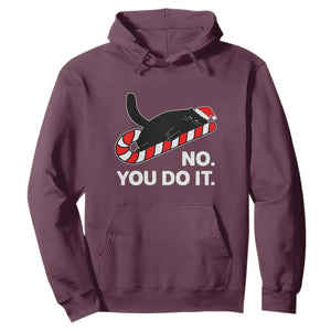 Funny Lazy Cat Christmas Hoodie No You Do It TS14 Maroon Print Your Wear