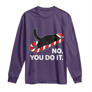 Funny Lazy Cat Christmas Long Sleeve Shirt No You Do It TS14 Purple Print Your Wear