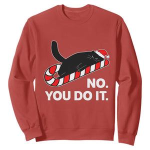 Funny Lazy Cat Christmas Sweatshirt No You Do It TS14 Red Print Your Wear